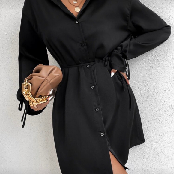 Black Button up Dress sz Med - Picture 3 of 3